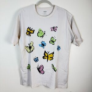 4/$25 Obey Womens Butterflies Organic Graphic Tee Vintage Vibes Classic Casual